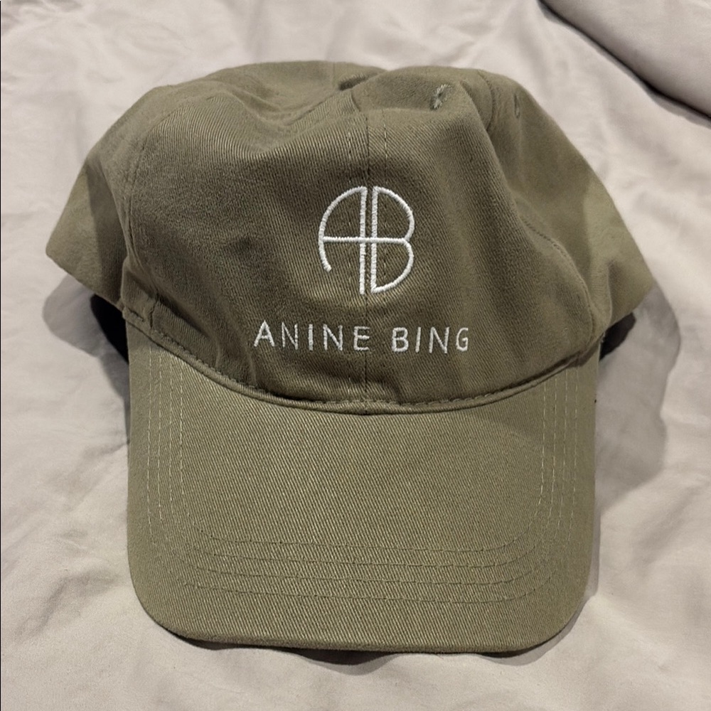 Anine Bing Khaki Green Logo Cap